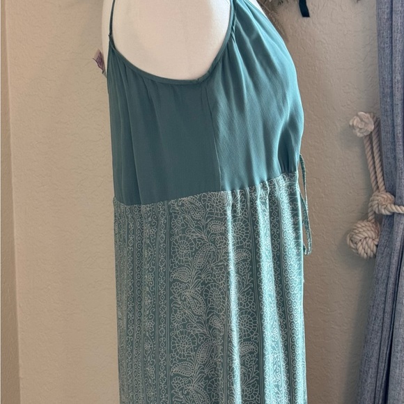 NEW Isabella Bird 100% SILK Teal Floral Print Maxi Dress size M - Picture 6 of 9